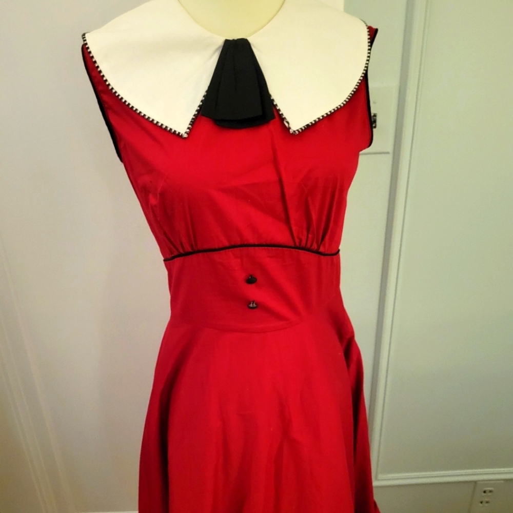 Stop staring red vintage look dress size M